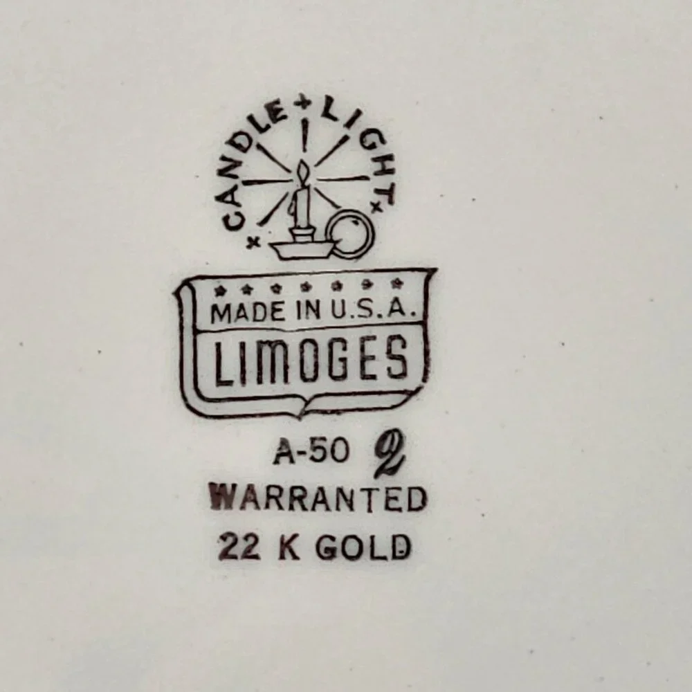 Vintage Limoges Candle Light USA Thanksgiving Turkey Platter 22K Gold Rare *Pics